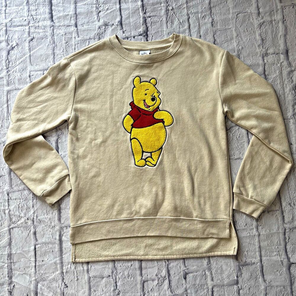 Disney Winnie the Pooh Embroidered Graphic Ivory Crewneck Pullover Women S